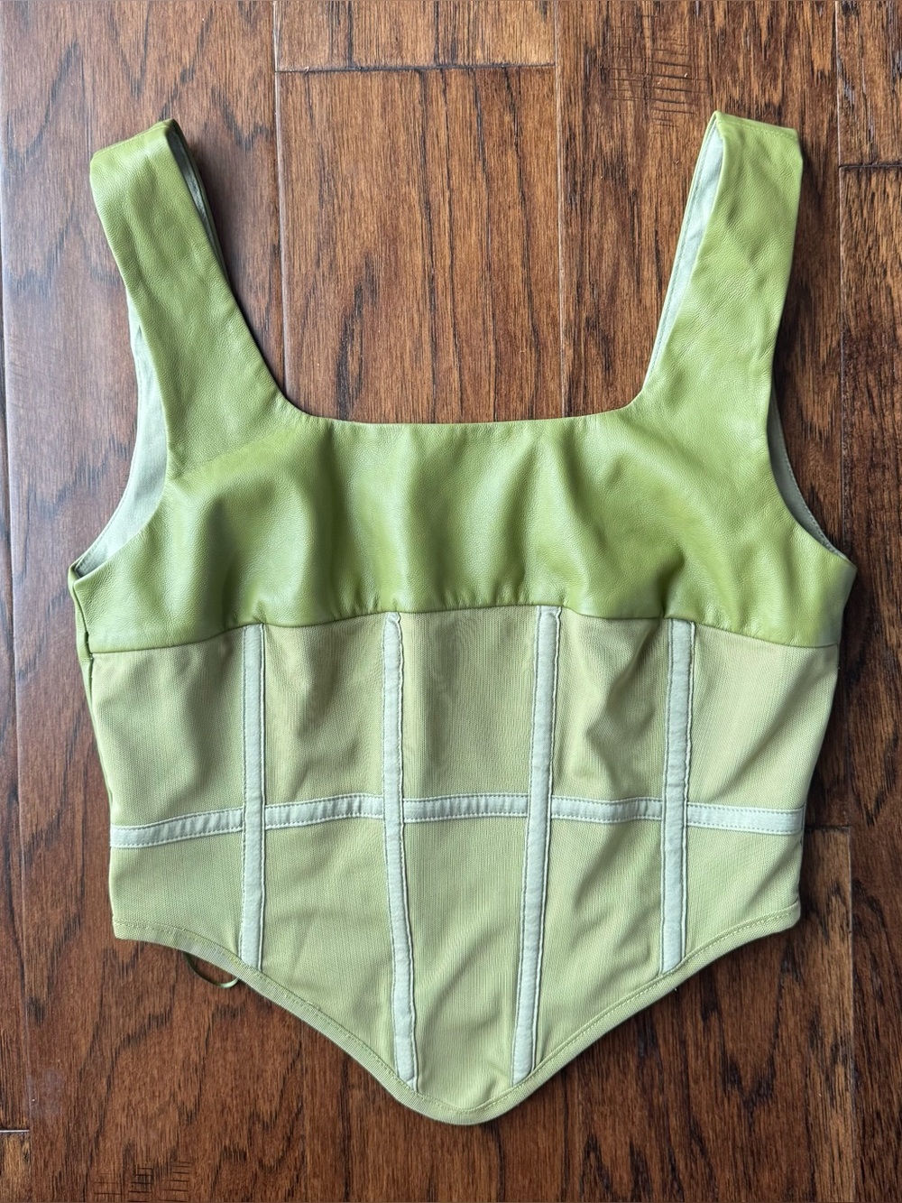 By Egreis Olive Green Corset-Style Top S